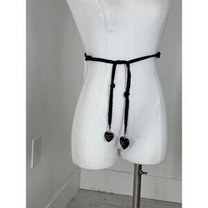 Unique Rope Knotted Belt With Plastic Heart Detail Gold Hardware One Size‎
